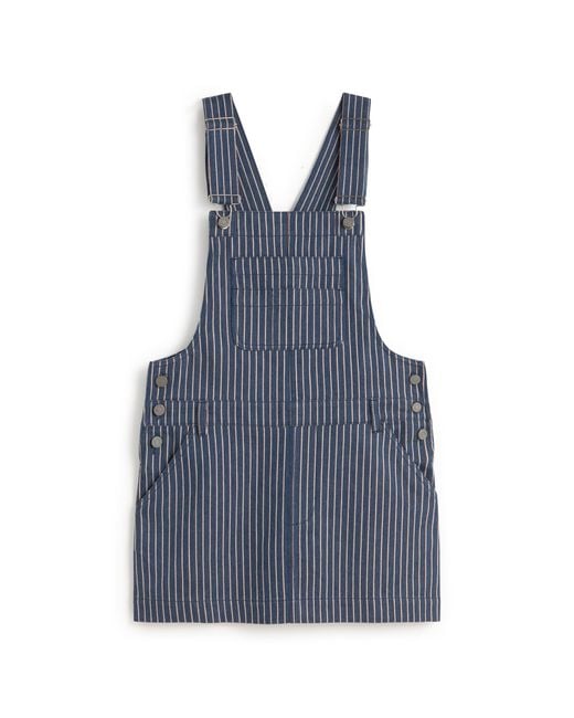 Thinking Mu Blue Short Dress Pichi Stripes Natural Dye Railway Rafaela