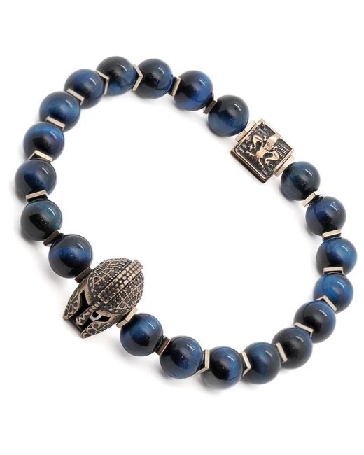 Ebru Jewelry Blue Tiger's Eye Gladiator Beaded Bracelet for men