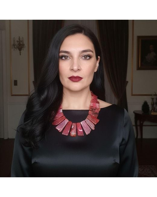 Way to Chic Red Agate Statement Necklace