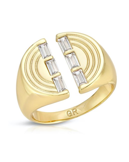 Glamrocks Jewelry Metallic The Edge Signet Ring- Clear