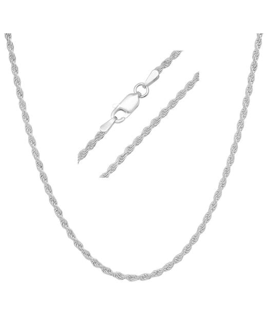 Kylie Harper Metallic Italian Sterling 2Mm Diamond-Cut Rope Chain