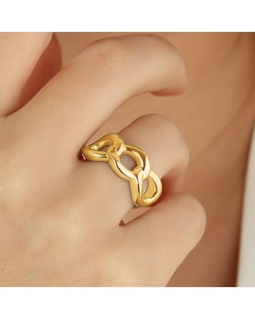 Spero London Metallic Chunky Three Chain Sterling Adjustable Statement Ring