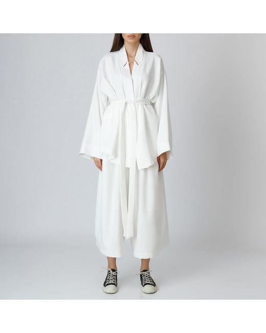 LIA ARAM White Wrap-Around Cotton-Blend Trousers
