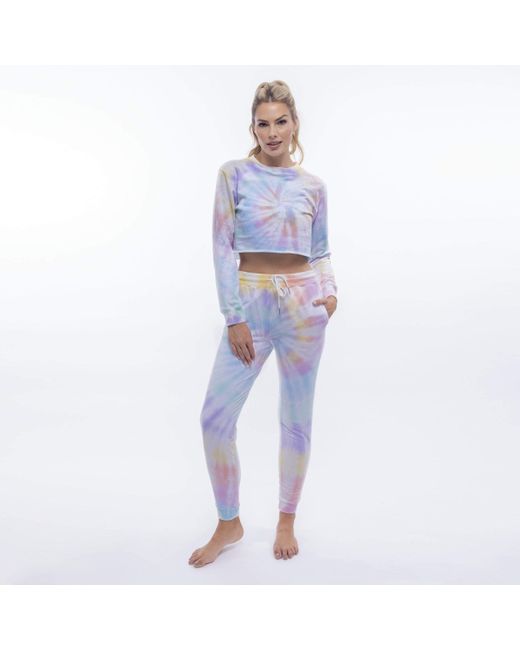 Lezat Blue Courtney Terry Cropped Pullover -sunny Days