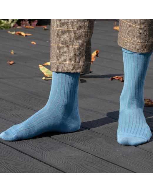 Peper Harow - Made in England Blue Three Pack Essential Socks for men