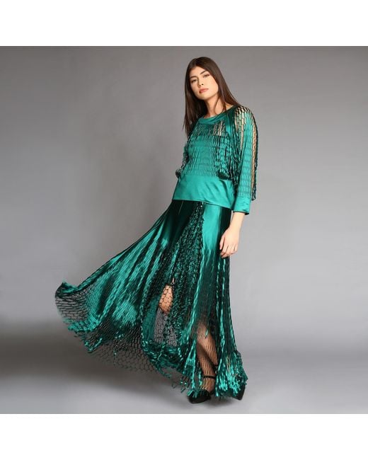 Silvia Serban Green Laser Cut Blouse
