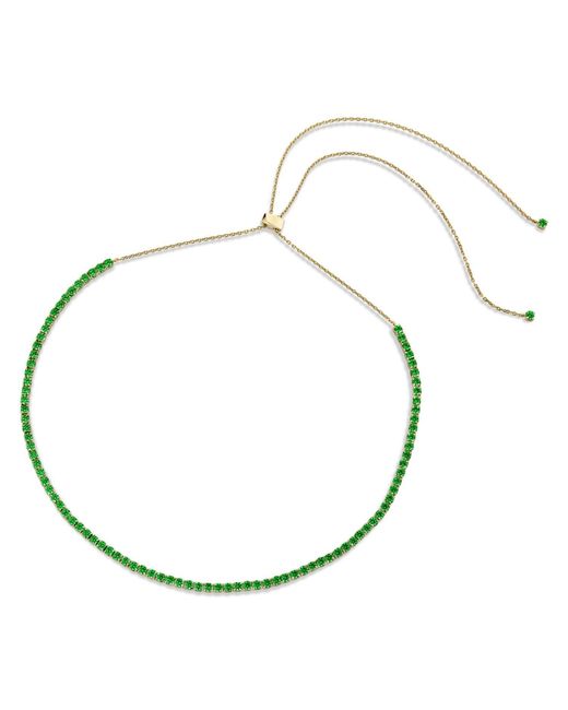SALLY SKOUFIS Metallic Passion Necklace With Made Emeralds & Cz Diamond Stimulant