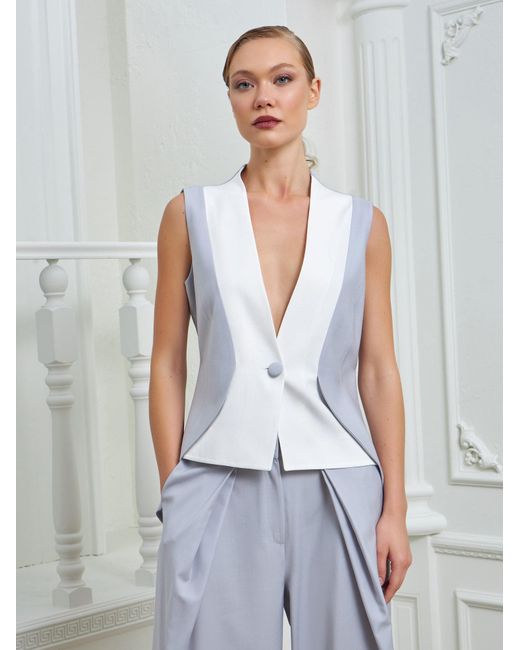 Lumina Eligma Blue The Gathered Suit Pants Ensemble
