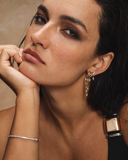 Aaria London Metallic Kalani Stacked Triple Hoop Illusion Earrings