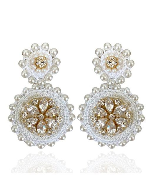 PINAR OZEVLAT Metallic Flower Drop Crystal