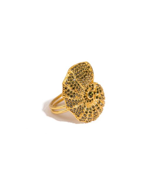 Ebru Jewelry Metallic Mystic Shell Adjustable Chunky Ring
