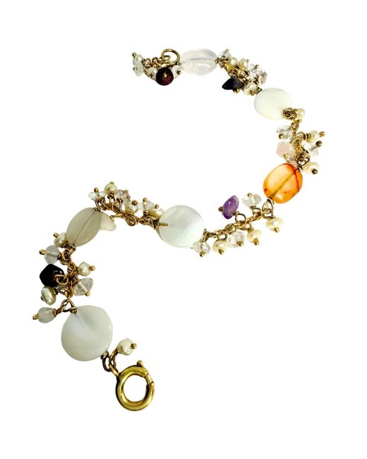 Tg-Jewellery by Tamara Gervasio Metallic Pearls And Multicolour Gemstones Bracelet One Of A Kind