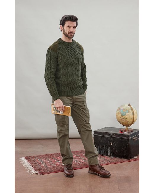 Paul James Knitwear Green Chunky Merino Wool Archiee Shooting Jumper for men