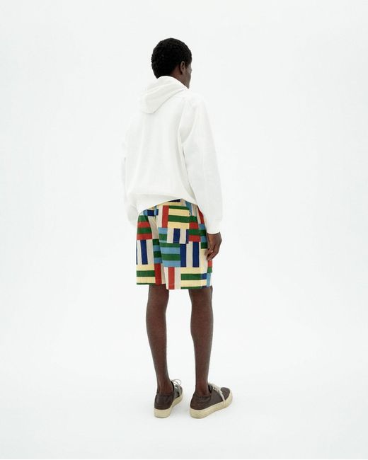 Thinking Mu Green Checkered Field Henry Bermuda Shorts for men