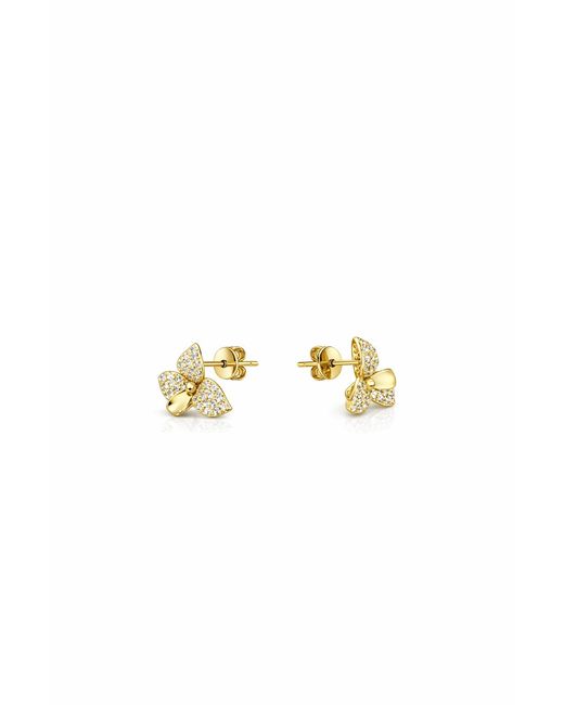 The Link Between Metallic Pansy Dainty Dimensional Stud Earring Vermeil