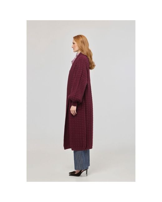 The Extreme Collection Red Burgundy Long Knit Cardigan Dominic