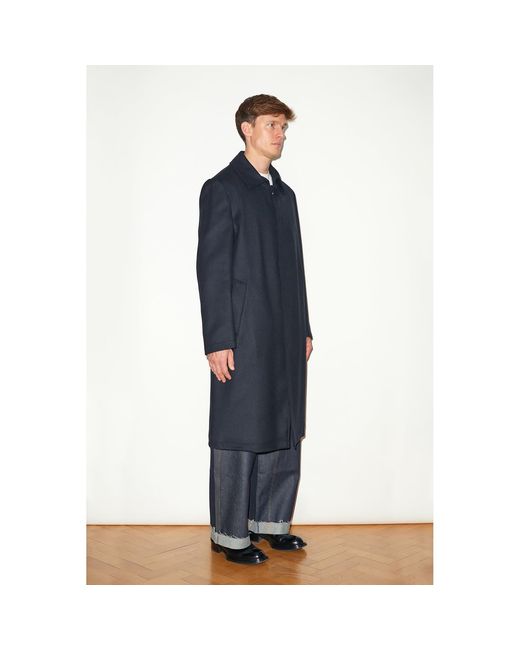 Hegarty Blue Single Breasted Cashmere Overcoat for men