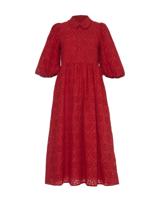Rose & Nancy Lucille Embroidered Midi Shirt Dress