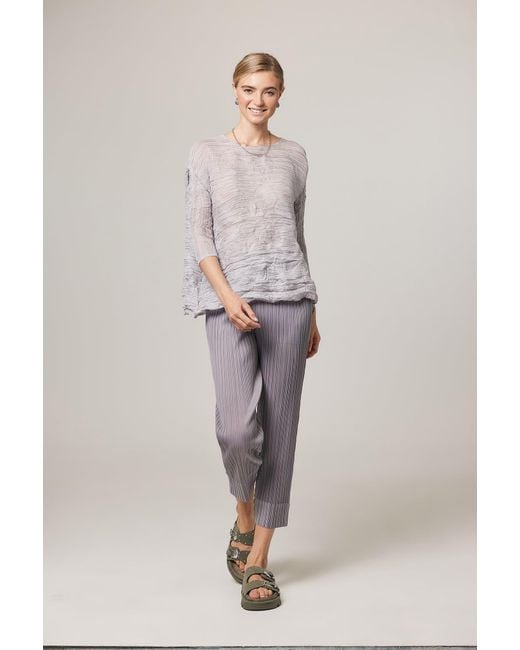 Wild Cosmos Gray Natalia Plissé Satin Tapered Crop Pant