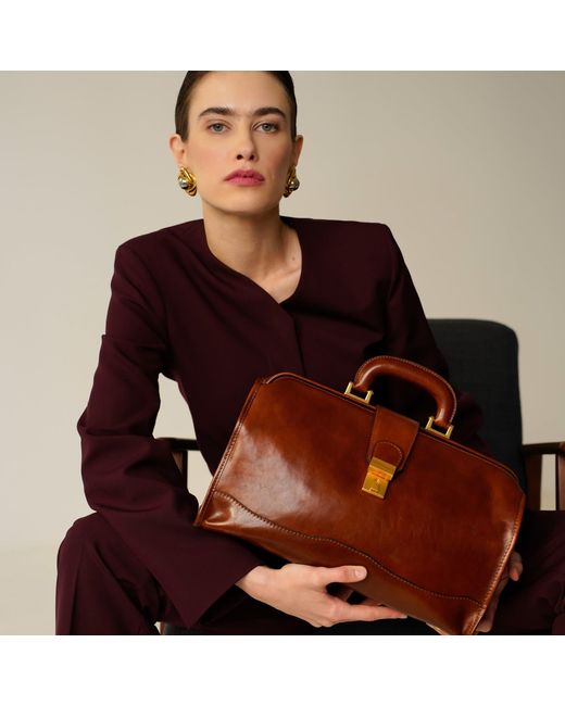 Time Resistance Brown Small Leather Doctor Bag For