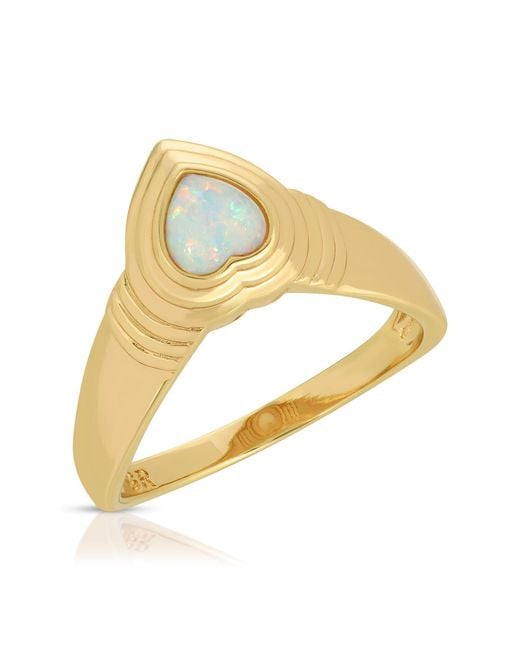 Glamrocks Jewelry Metallic Heart Of Stone Ring -Opal