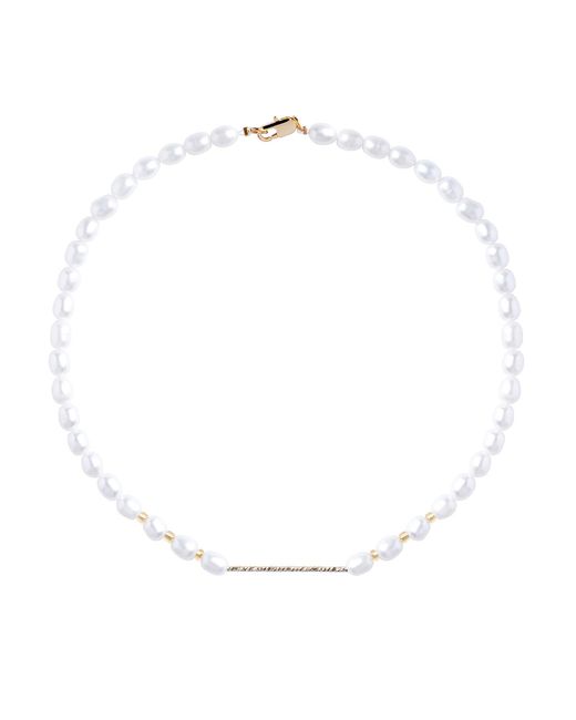 My Little Nature White Freshwater Pearls Necklace With Real Plated Tube Detail