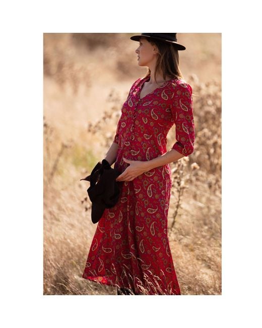 At Last Red Belgravia Midi Dress
