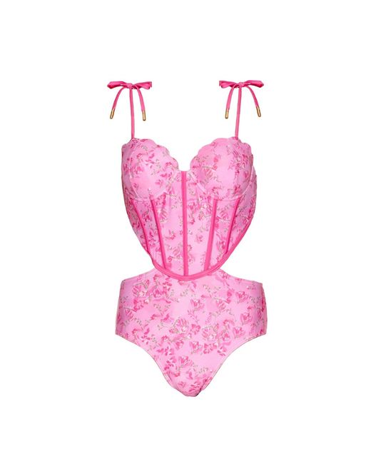 Jessie Zhao New York Pink Bloom One-Piece Swimsuit