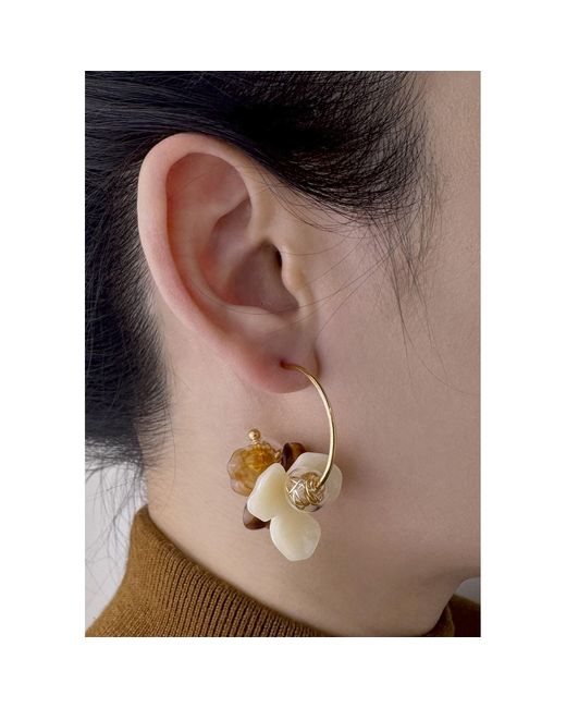 Paisie Metallic Neutrals Amber Bloom Hoop Earrings
