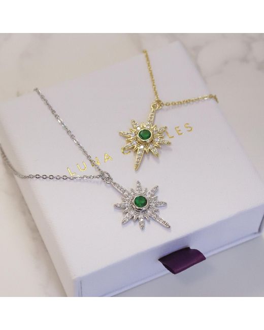 Luna Charles Metallic Heidi North Star Birthstone Necklace May