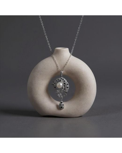 Ninemoo Metallic The Duchess Pearl Brooch & Pendant