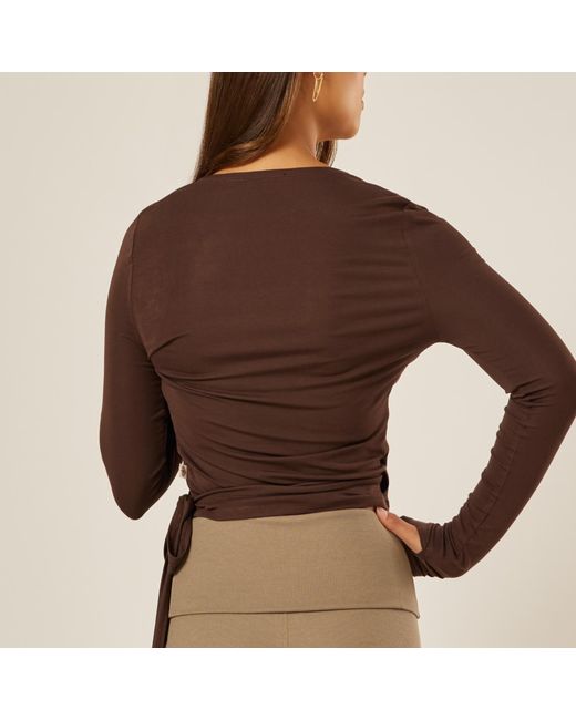 Be Athletica Brown The Ultimate Ballet Wrap-Top