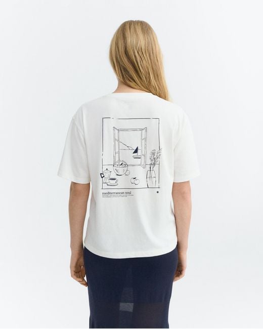 Thinking Mu White Lucia Window View T-Shirt