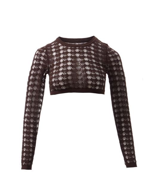 Fully Fashioning Brown Kim Crochet Cropped Top