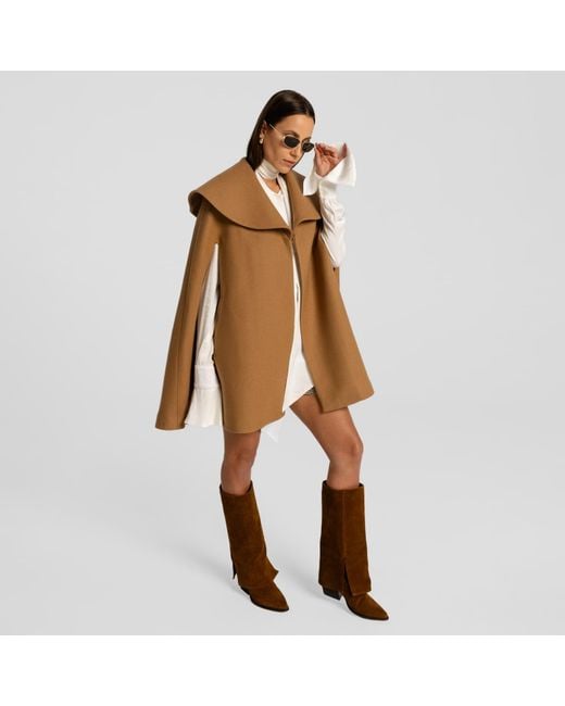 Mandragora Brown Wool Cape Sorte Caramel