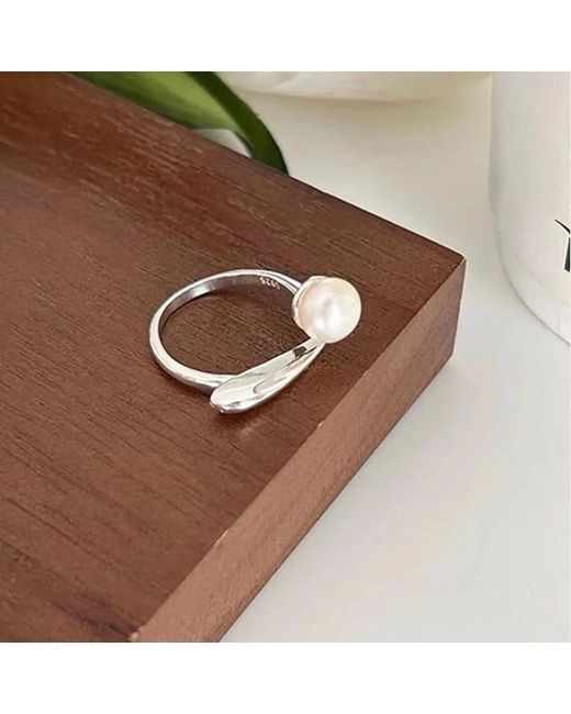 Angel Barocco White Adjustable Cross-Design Freshwater Pearl Ring