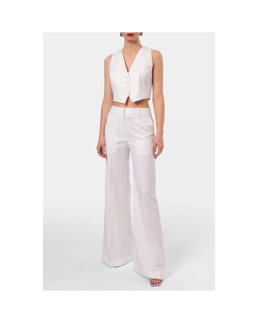 AGGI by HALEWSKI White Franzi Off Wide Suit Trousers