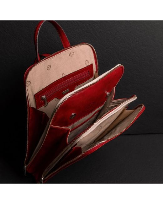 Time Resistance Red Convertible Leather Backpack Shoulder Bag