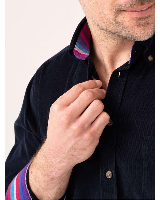 Koy Clothing Blue Dark Cord Shirt for men