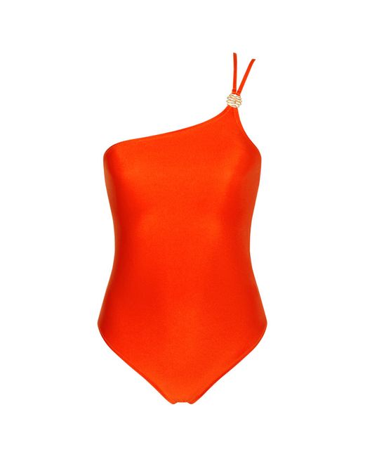 BonBon Lingerie Red Siren Orange One Shoulder Swimsuit