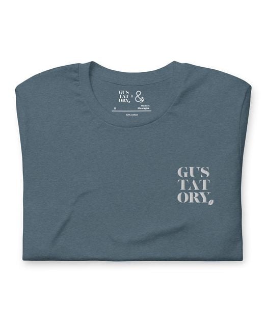 Anchor and Crew Blue Heather Gustatory London Coffee Scene Organic Cotton Embroidered T-Shirt
