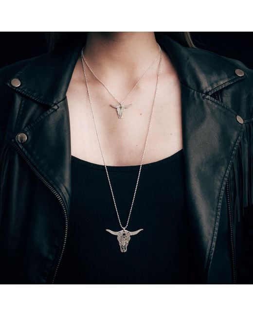 CarterGore Metallic Medium Texas Longhorn Pendant Necklace
