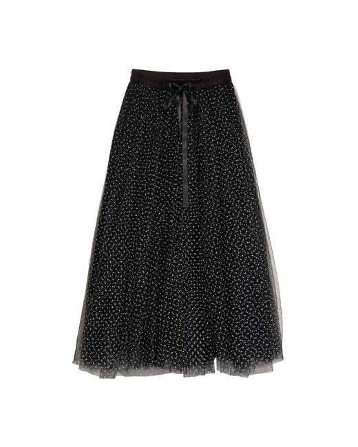 Tantra Spain Sl Black Polka Dots Tulle A-Line Skirt With Waistband