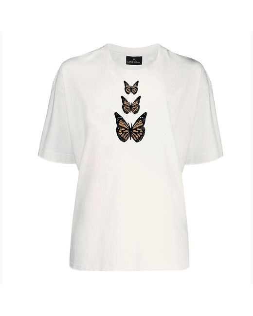 LOVEIST STORE White Monarch Embroidered Cotton T-Shirt