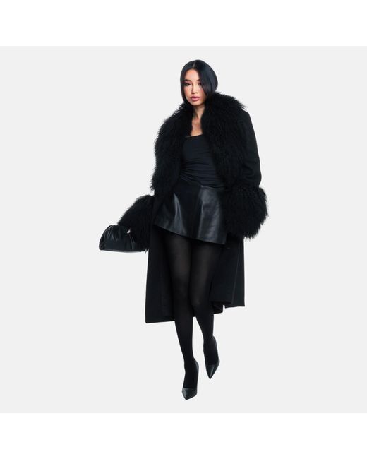OW Collection Black Frances Wool Coat