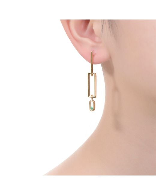 Genevive Jewelry Metallic 14K Plated With Colored Cubic Zirconia Drop Earrings