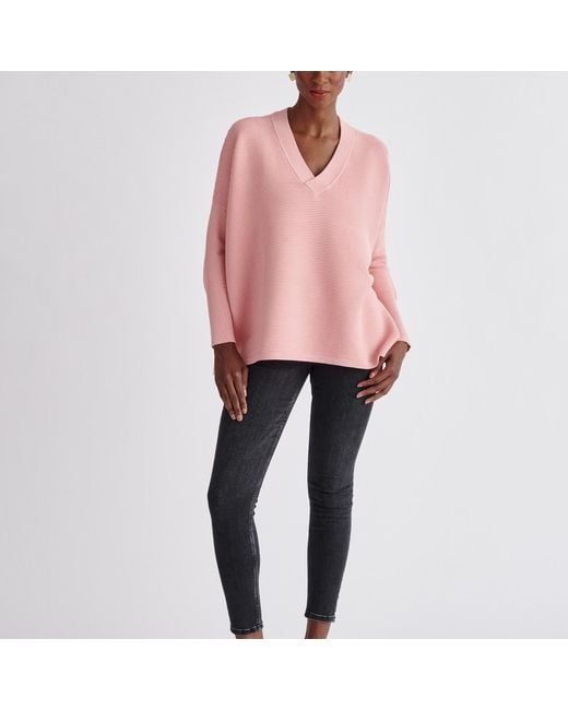 Paisie V-neck Ribbed Jumper In Pink