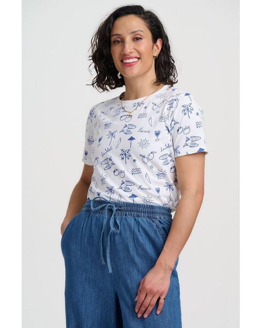 Sugarhill White Maggie T Shirt Off, Dolce Vita Print