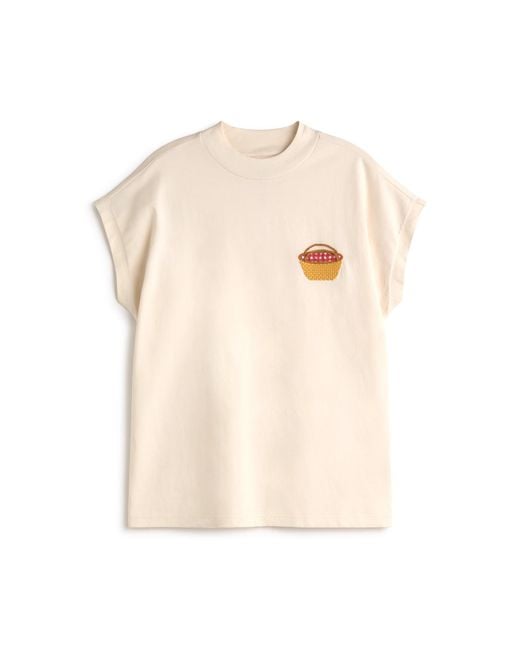 Thinking Mu Natural Embroidered Basket Volta T-Shirt
