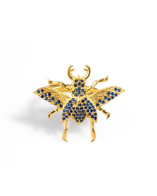 Ebru Jewelry Metallic Queen Bee Sapphire & Chunky Ring